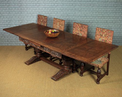 Extending Parquetry Top Refectory Dining Table C.1930.