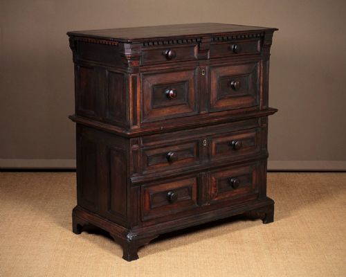 18th.c. Oak & Walnut Chest on Chest C.1760.
