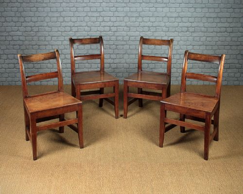 Set of Four Welsh Oak Cottage Dining Chairs C.1850.