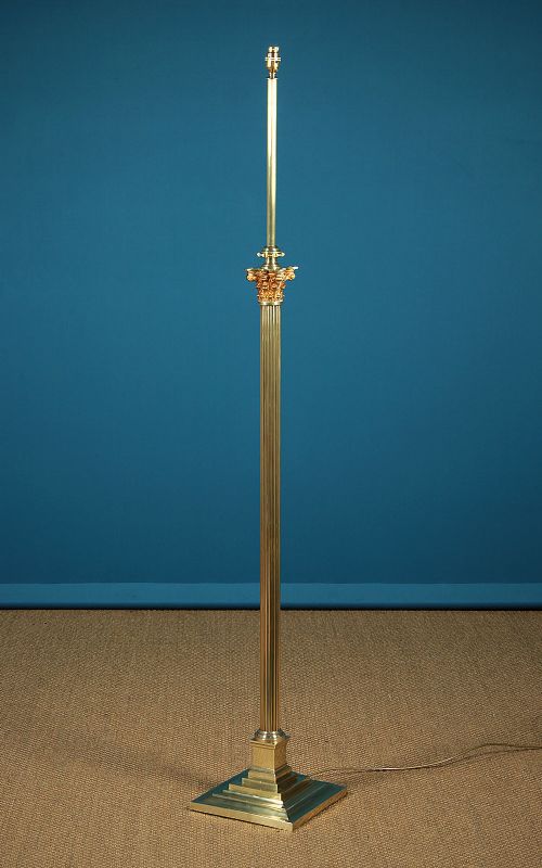 Brass Column Standard Lamp C.1900.