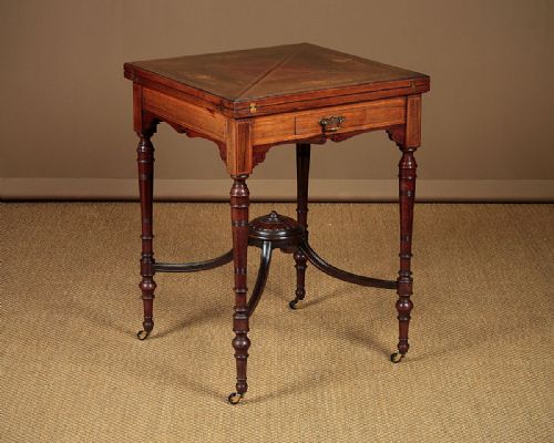 Inlaid Rosewood Envelope Games Table C.1890.
