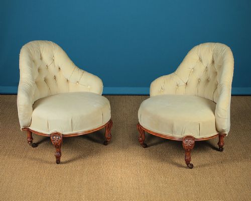 Pair Mid 19th.c. Upholstered Bedroom Chairs C.1860.