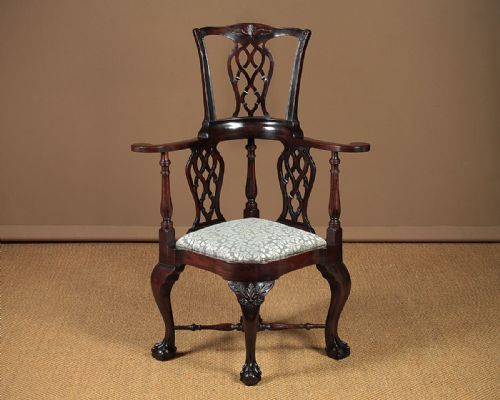 George II Style Mahogany Corner Armchair C.1880.