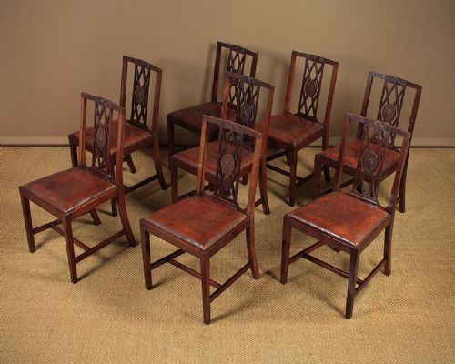 Set of 8 Mahogany & Leather Dining Chairs C.1930.