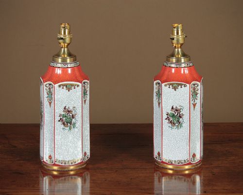 Pair Early 20th.c. Porcelain Table Lamps C.1920.