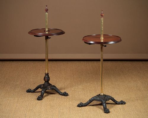 Pair 19th.c. Adjustable Wine Tables on Cast Iron Bases C.1880.