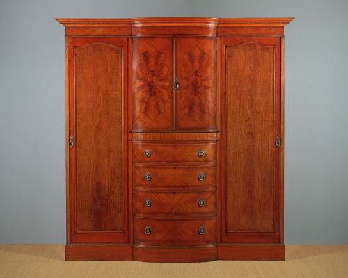 Edwardian Satinwood Combination Wardrobe C.1905.