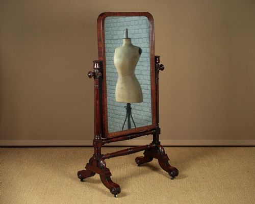 Mid 19th.c. Mahogany Cheval or Dressing Mirror on Stand C.1840