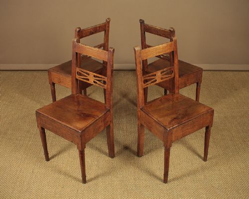 Set of Four Welsh Oak Cottage Dining Chairs C.1860