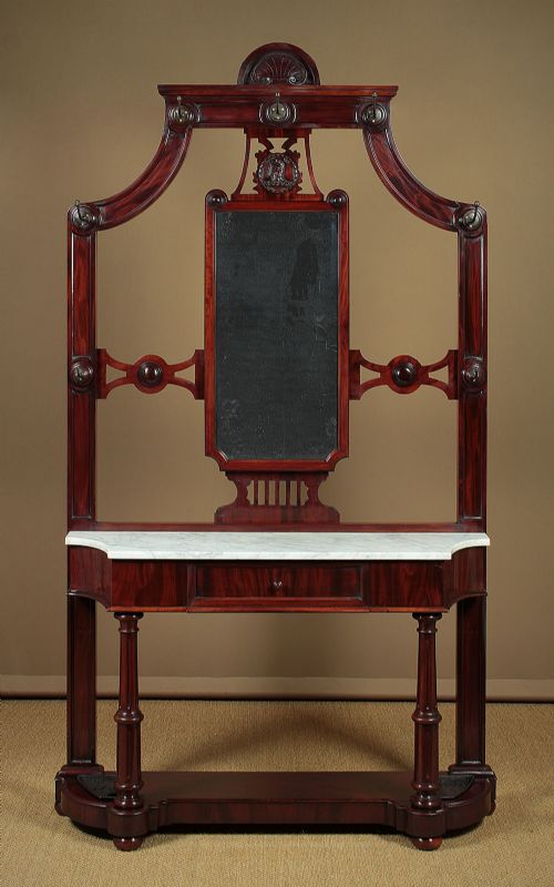 19th.c. Mahogany Hall Stand with Mirror & Table C.1850.