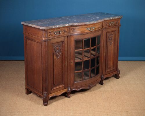 French Oak & Marble Top Side Cabinet C.1920.