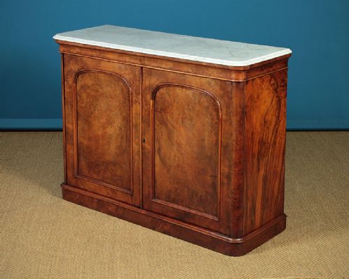 Burr Walnut & Marble Top Cabinet with Sliding Shelves C.1860.