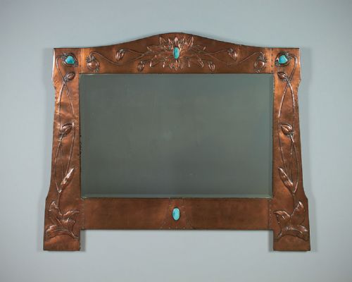19th.c. Arts & Crafts Copper Overmantle Mirror C.1890.