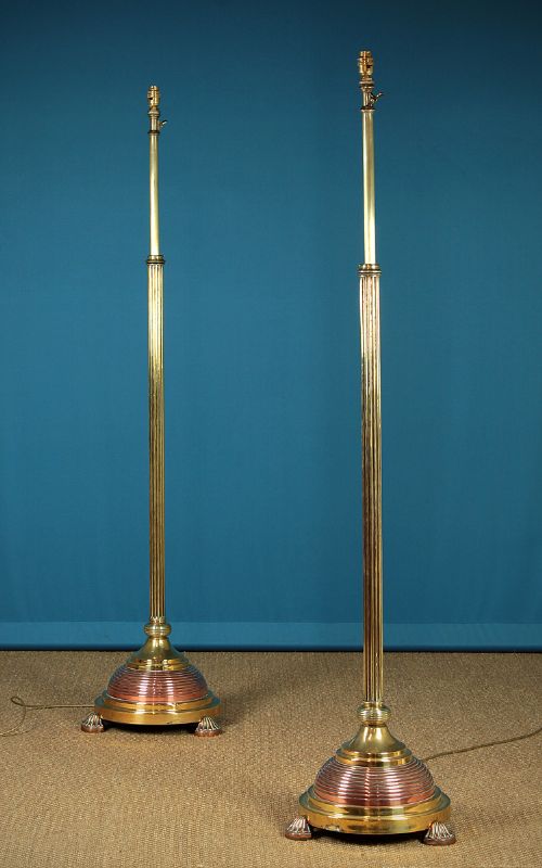 Pair of Brass & Copper Floor Lamps C.1880.