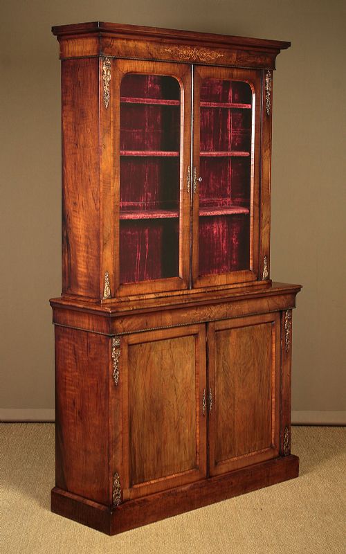 Brass Mounted Burr Walnut Bookcase C.1860.