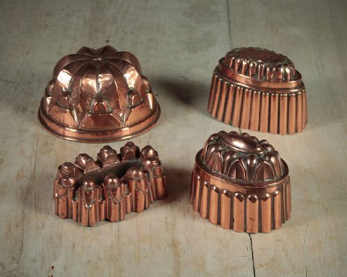 Four Victorian Copper Jelly Moulds C.1880.