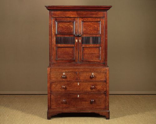 Welsh Oak Bread & Cheese Kitchen Cupboard C.1800.