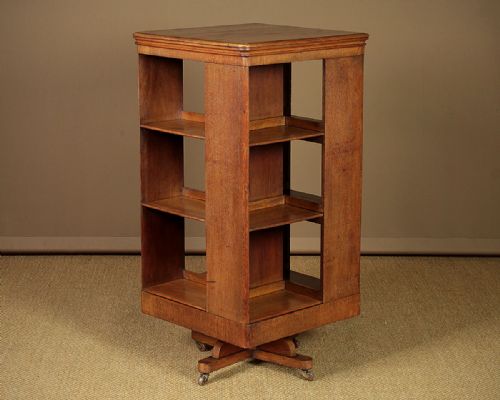 Edwardian Era Oak Revolving Bookcase C.1910.
