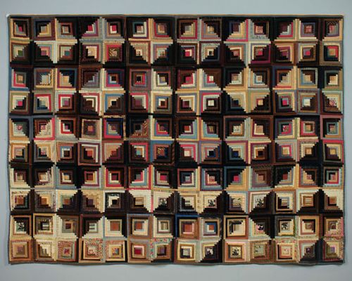 19th.c. Log Cabin Patchwork Bedspread C.1880.