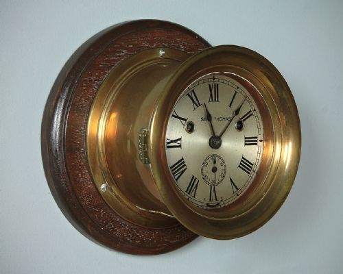Early 20th.c. Brass Cased Ship’s Clock C.1910.