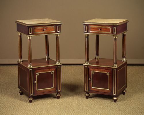 Pair French Brass Mounted Bedside Cabinets C.1900.