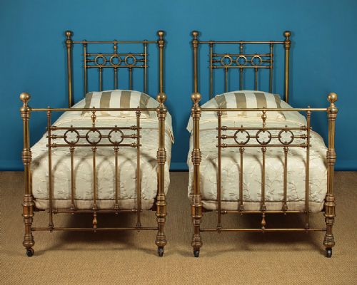 Pair of Brass Single Beds C.1880.