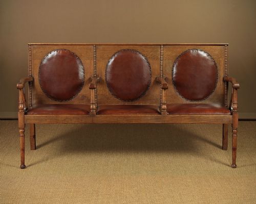 Oak Hall Bench with Arms C.1910.