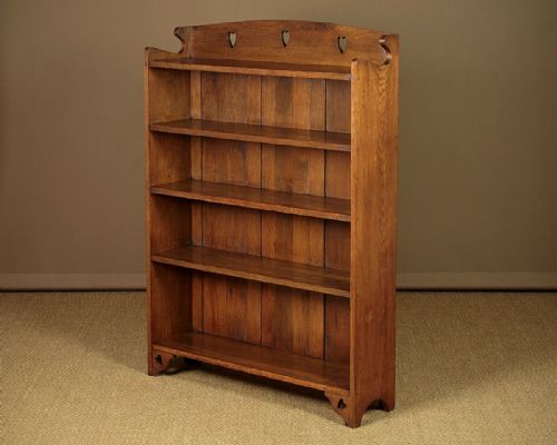Edwardian Oak Arts & Crafts Style Open Bookcase C.1905.