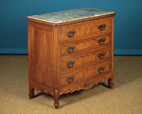 Small Marble Top & Walnut Chest of Drawers C.1930.
