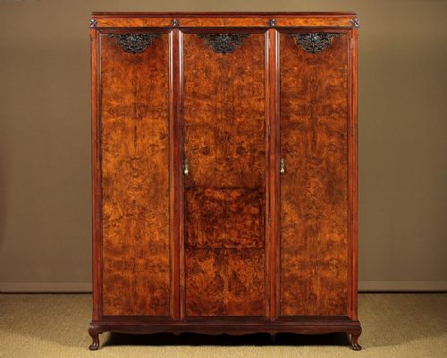 Art Deco Burr Walnut Wardrobe C.1930.