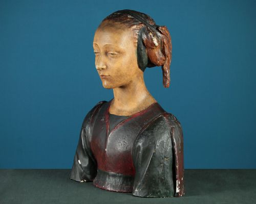 Polychrome Plaster Bust of a Renaissance Lady C.1930.