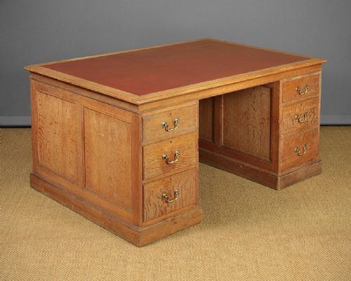 Large Double Sided Limed Oak Partner’s Desk C.1930.