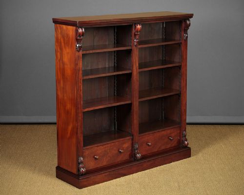 Mahogany Open Bookshelves with Drawers C.1860.
