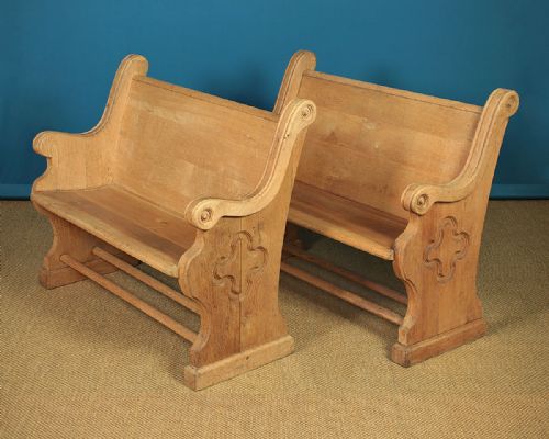 Pair of Short Oak Benches C.1900.