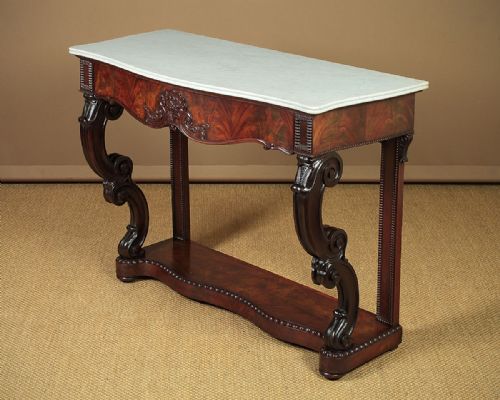 19th.c. German Mahogany & Marble Top Console Table C.1860.