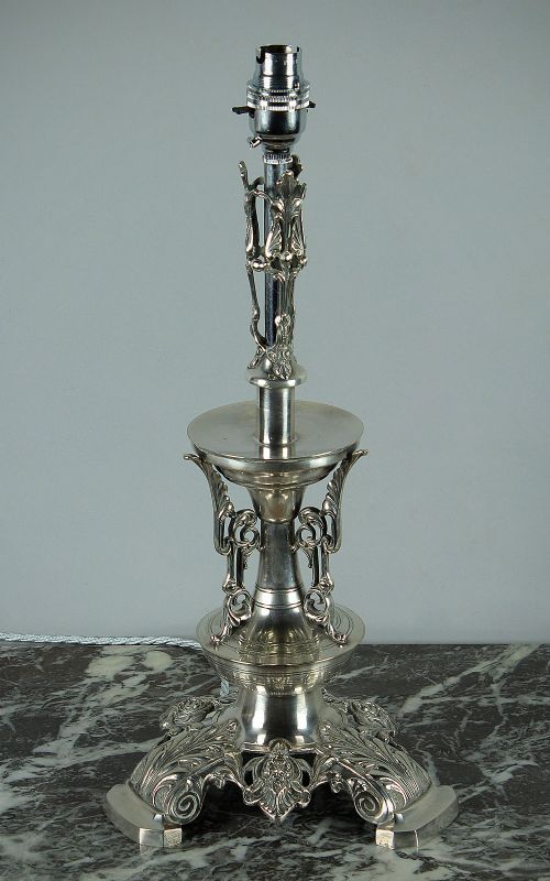 Silver Plate Table Lamp C.1890.