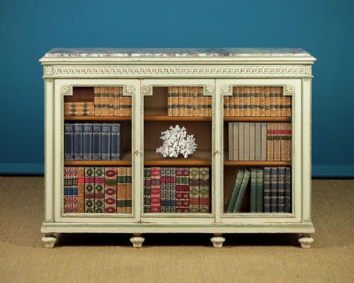 Early 20th.c. Marble Top Painted Bookcase C.1910.