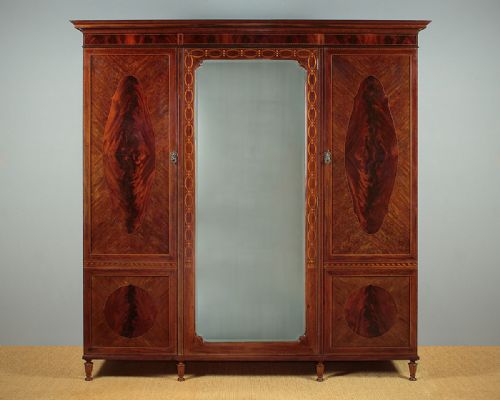 Large Edwardian Mahogany Combination Wardrobe & Press C.1905.