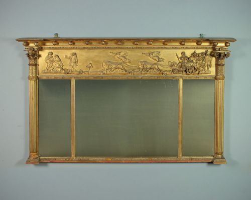 Late 19th.c. Triple Plate Gilt Overmantle Mirror C.1880.