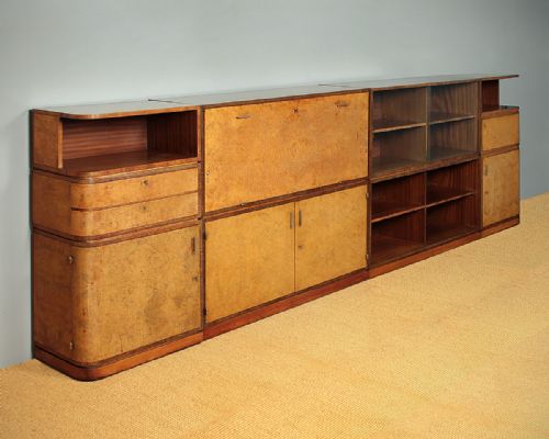Long Art Deco Modular Cabinet & Bookcase C.1930.