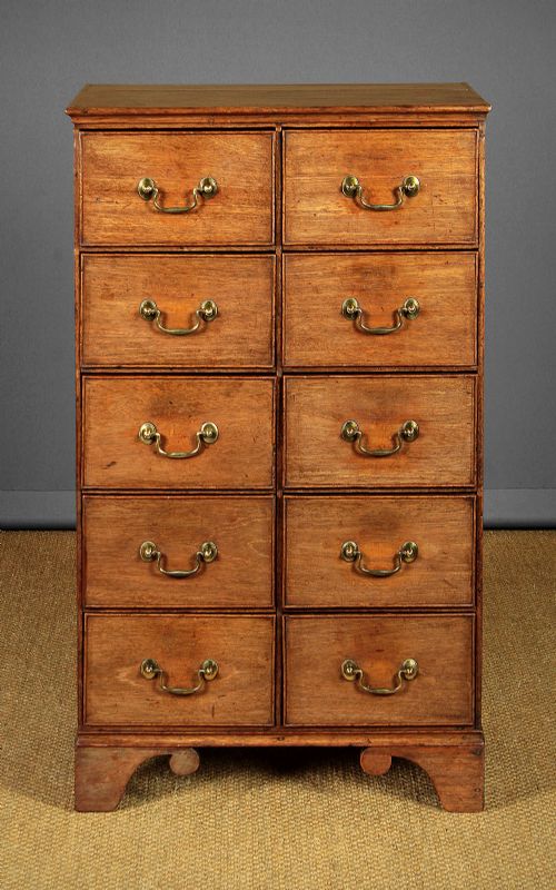Slim Bank of 10 Drawers C.1820.