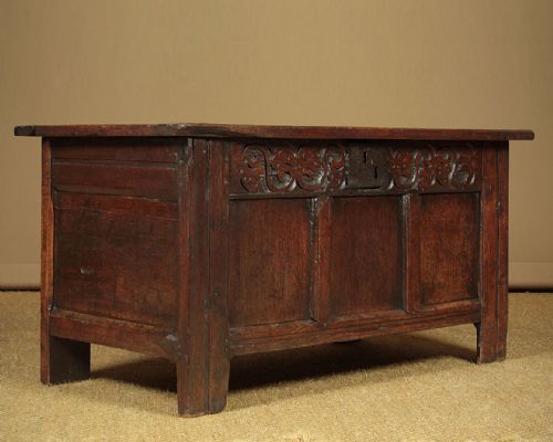 Small 18th.c. Carved Oak Coffer C.1720.