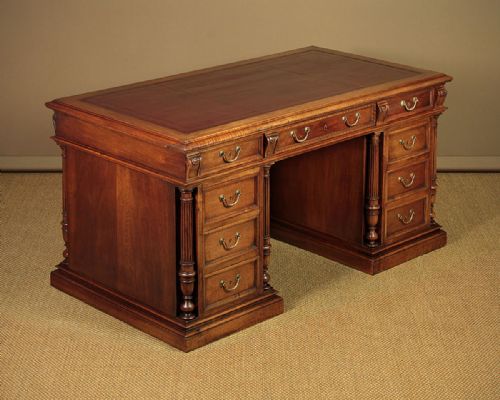 Large Walnut Pedestal Desk C.1880.