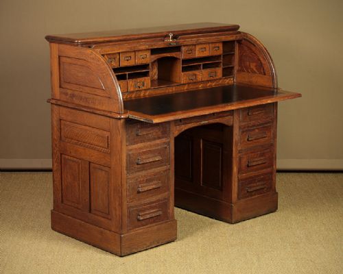 Edwardian Oak Roll Top Desk C.1910.