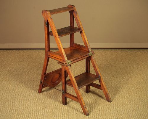 19th.c. Metamorphic Library Steps & Side Chair C.1880.