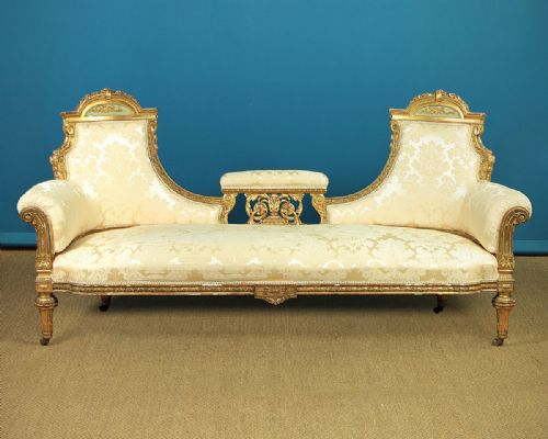French Giltwood Sofa or Chaise C.1870.
