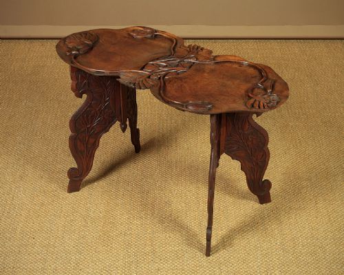 Lotus Carved Anglo-indian Side Table C.1910.
