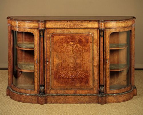 Inlaid & Ormolu Mounted Burr Walnut Credenza C.1880.