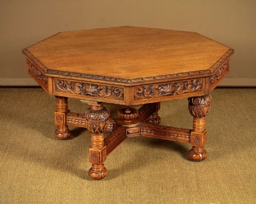 Pale Oak Renaissance Revival Centre Table by Edwards & Roberts C.1890.
