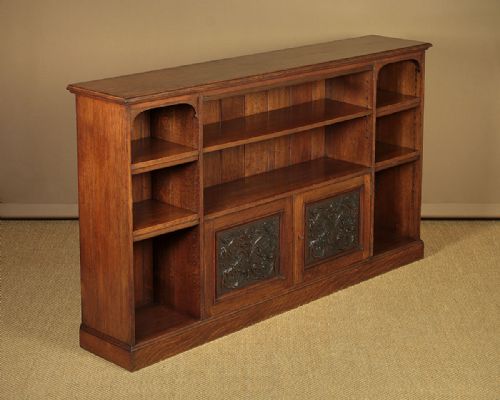 19th.c. Oak Open Bookshelves & Side Cabinet C.1890.
